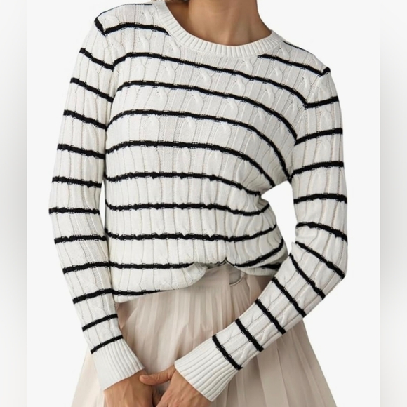 Elegant Cable Knitted Old Money Pullover Sweater Crewneck. NWT - Picture 3 of 4